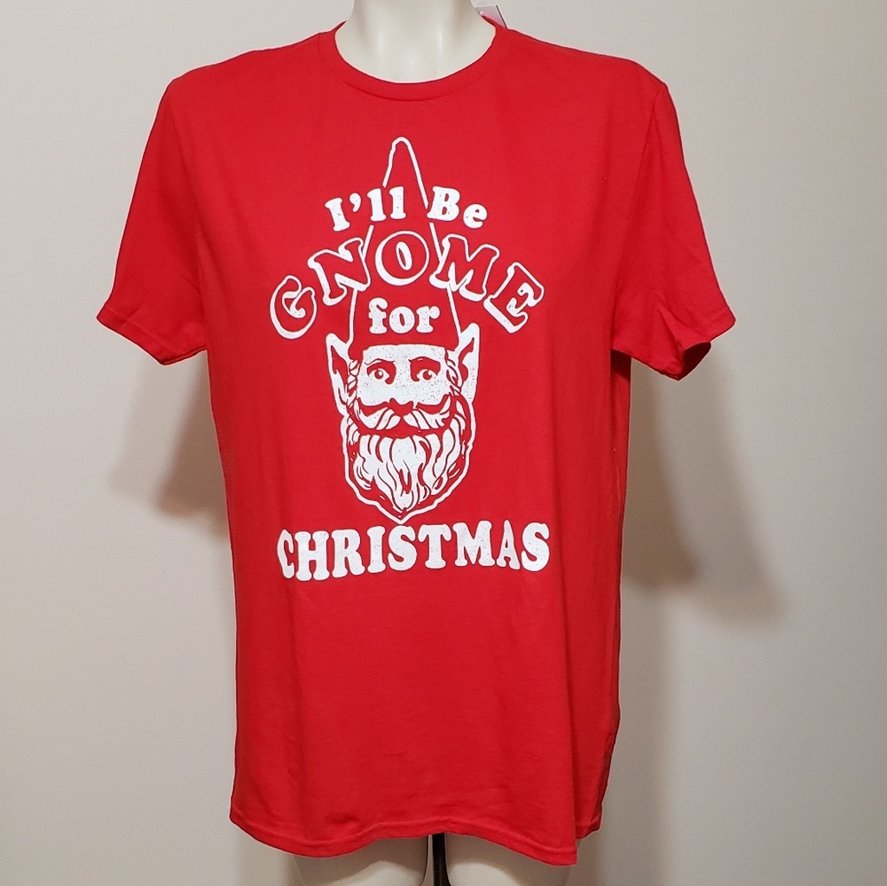 I'll Be Gnome for Christmas red tee